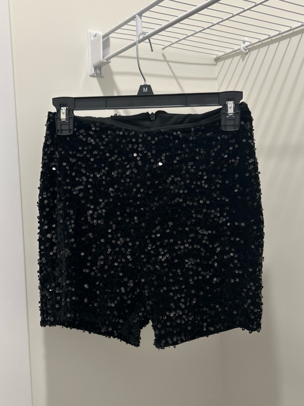 Black Sequin Women's Shorts - Elegant Party Shorts